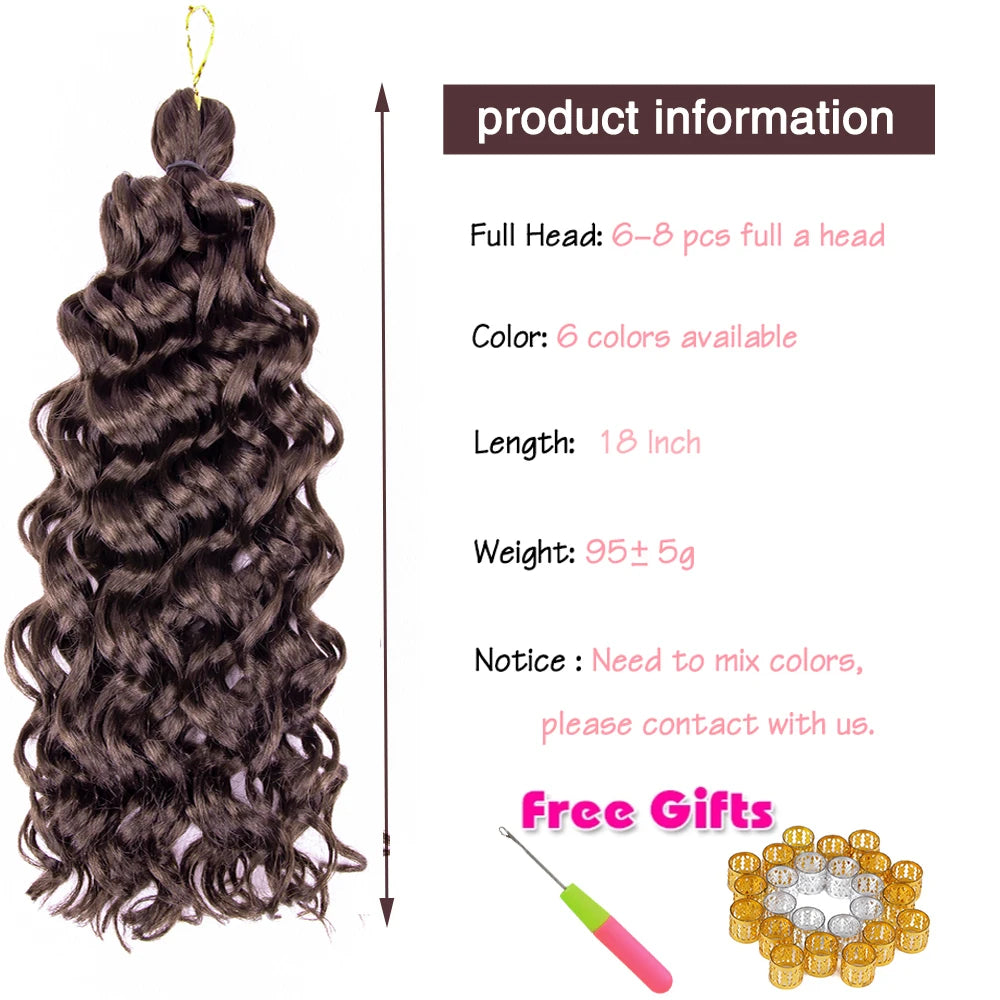 Synthetic Hair Ocean Wave Crochet Hair 18" Hawaii Curl Crochet Hair Freetress Water Wave Braiding Hair Crochet Braid Extensions