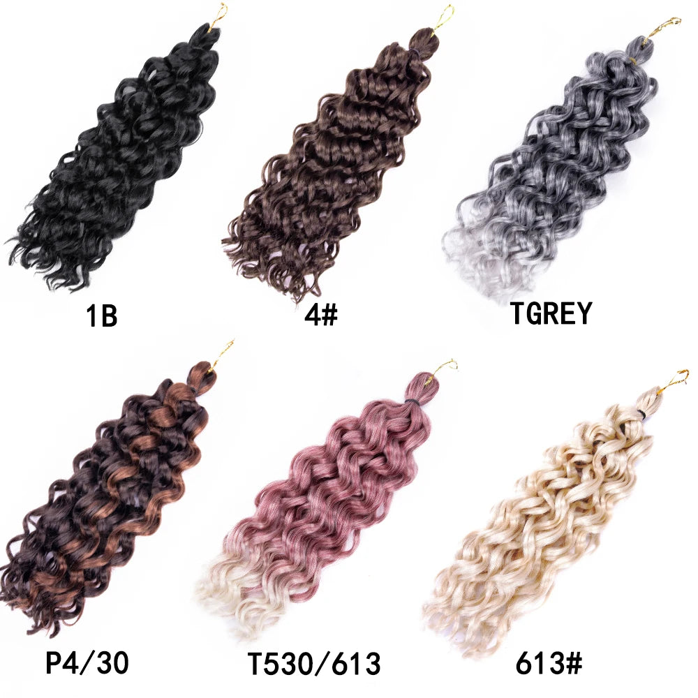 Synthetic Hair Ocean Wave Crochet Hair 18" Hawaii Curl Crochet Hair Freetress Water Wave Braiding Hair Crochet Braid Extensions