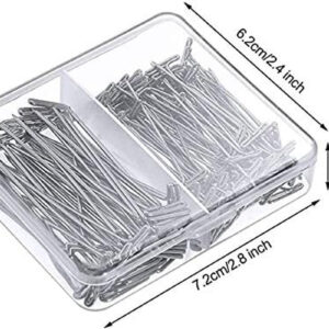 150 Pcs T-Pins for Blocking Knitting, Modelling,Wig Making and Crafts, Stainless Steel Nickel Plated with Storage Box (1.5Inch，2 Inch)