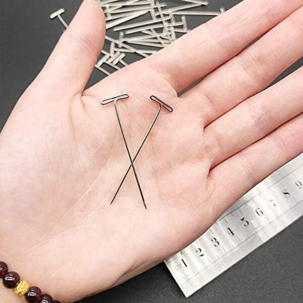 150 Pcs T-Pins for Blocking Knitting, Modelling,Wig Making and Crafts, Stainless Steel Nickel Plated with Storage Box (1.5Inch，2 Inch)